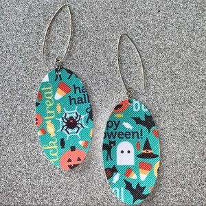 Boo to You faux leather Halloween print earrings